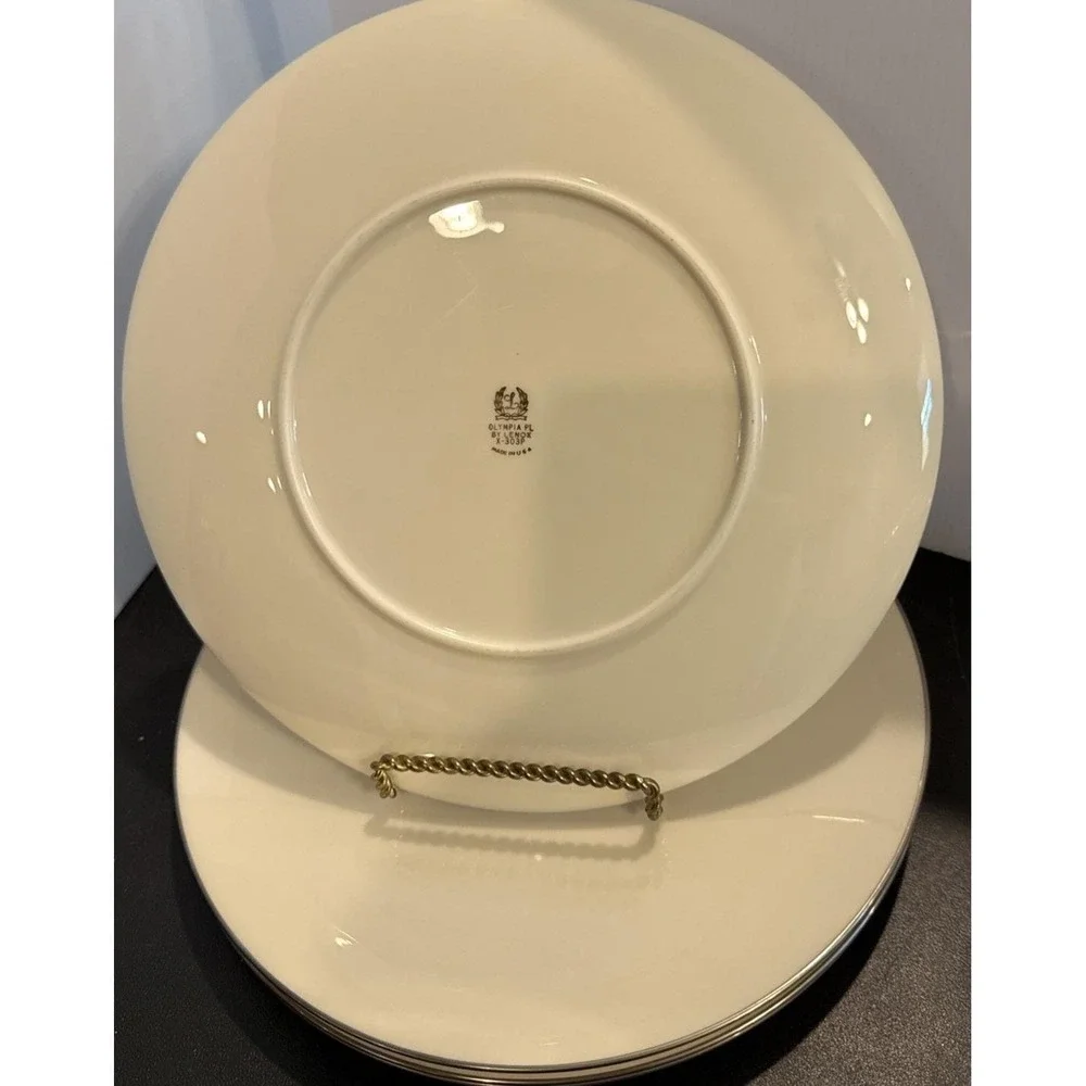 Lenox Olympia Platinum Silver Rim Dinner Plates Plate Set Of 4 USA X-303P